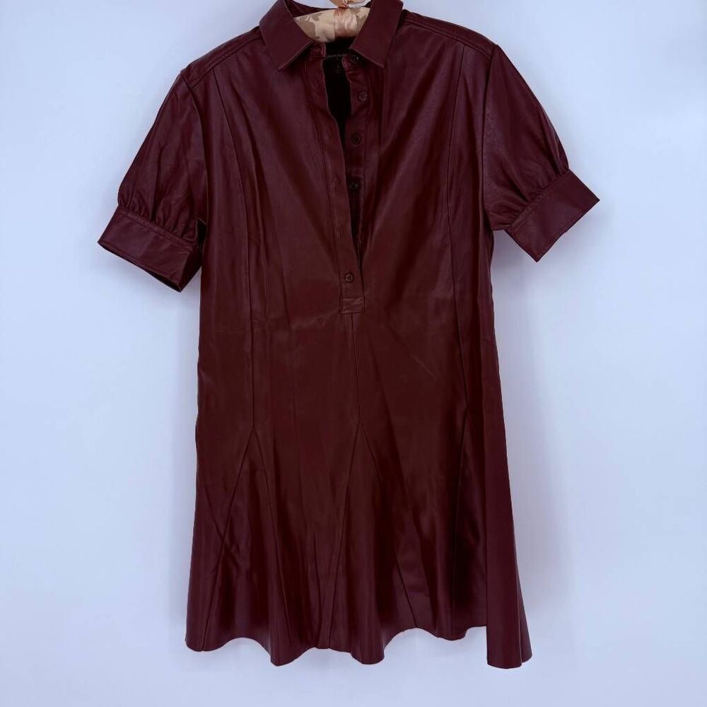 Banana Republic Women's Godet Vegan Leather Mini Dress Size S